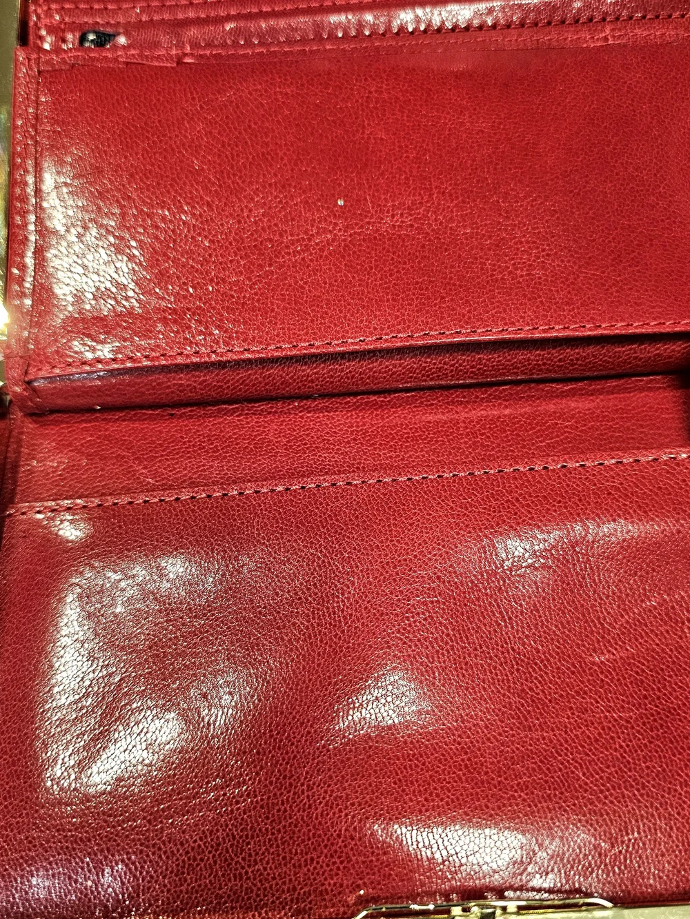 Vintage Red ABAS Genuine Leather Wallet Croc Embossed Frame Clutch Organizer